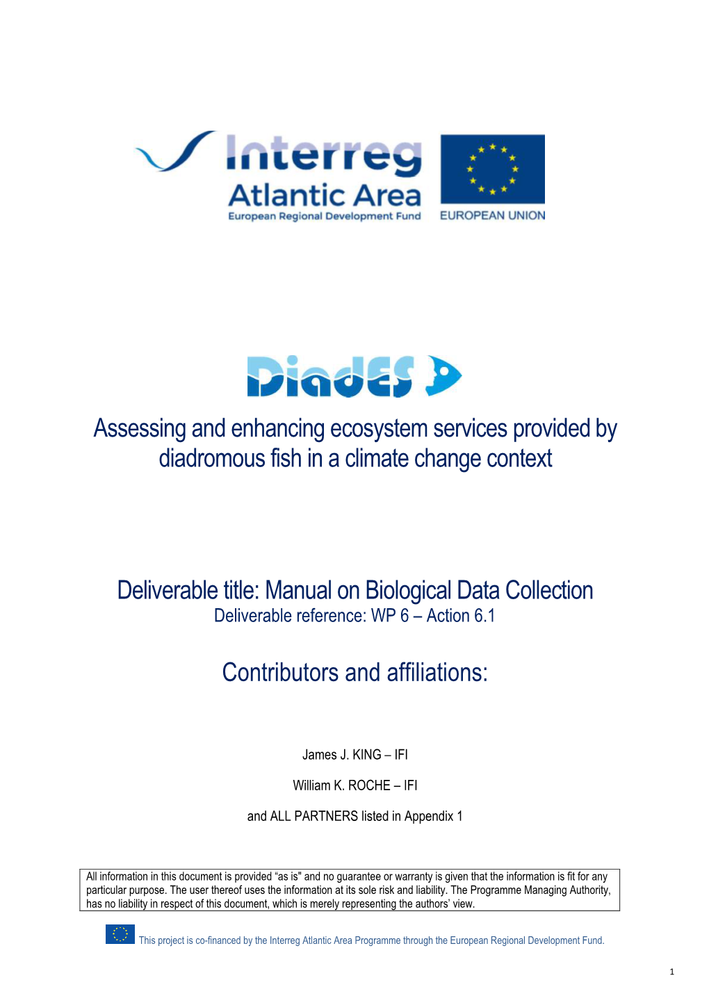 Manual on Biological Data Collection Deliverable Reference: WP 6 – Action 6.1