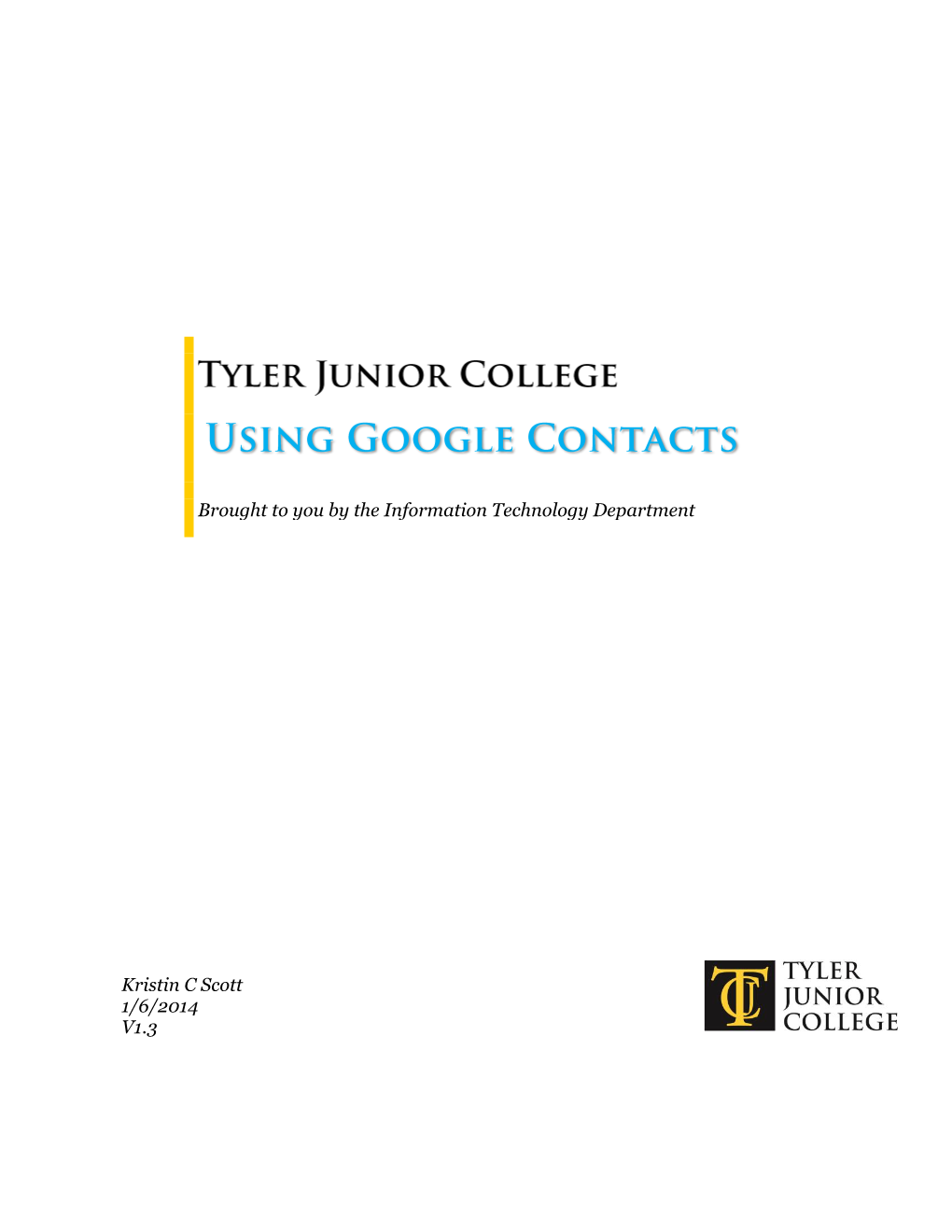 Using Google Contacts - Document Version History