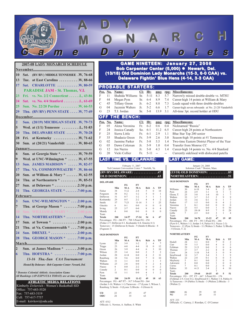 Delaware Game Notes.Qxd