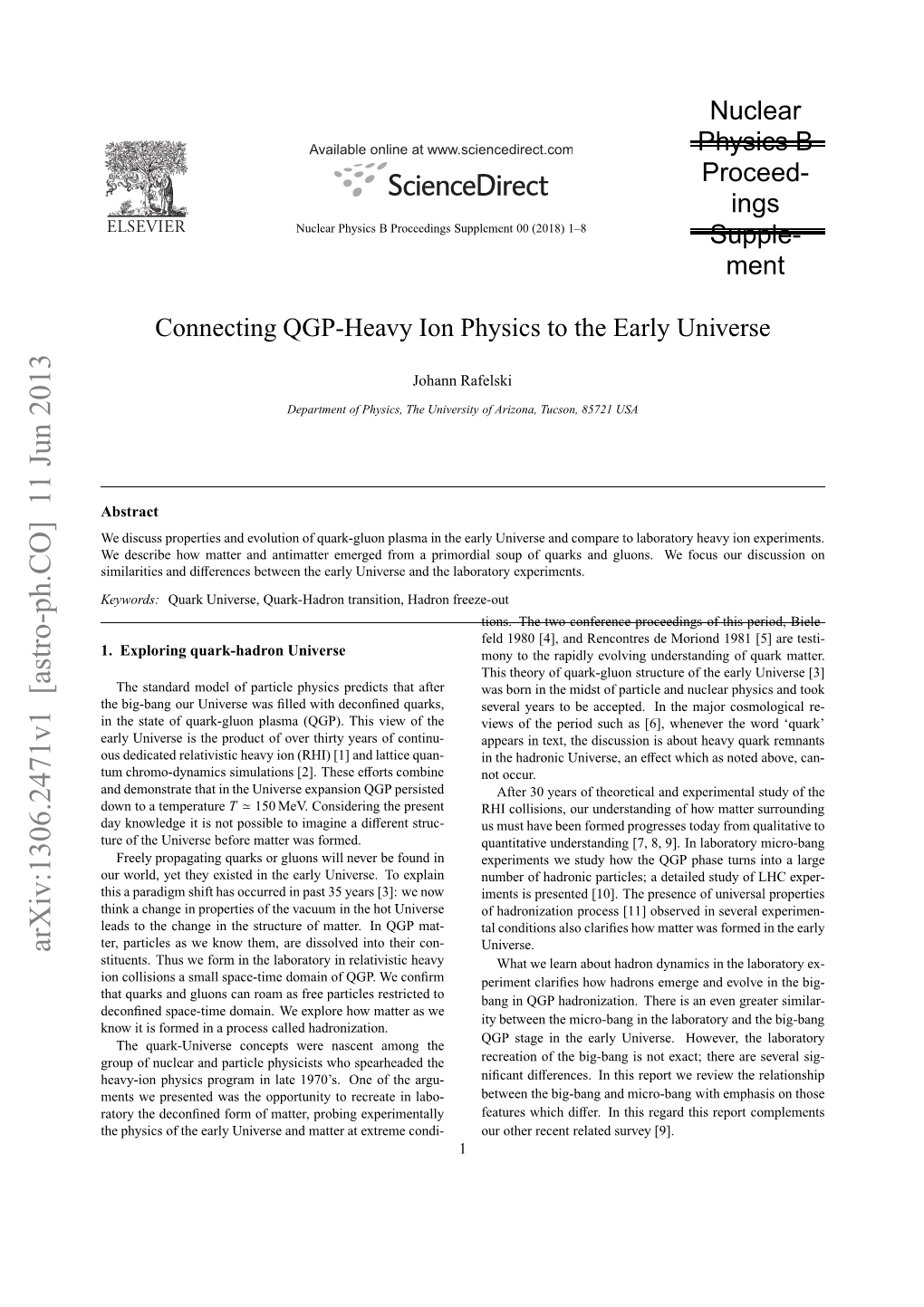 Ment Connecting QGP-Heavy Ion Physics to the Early Universe