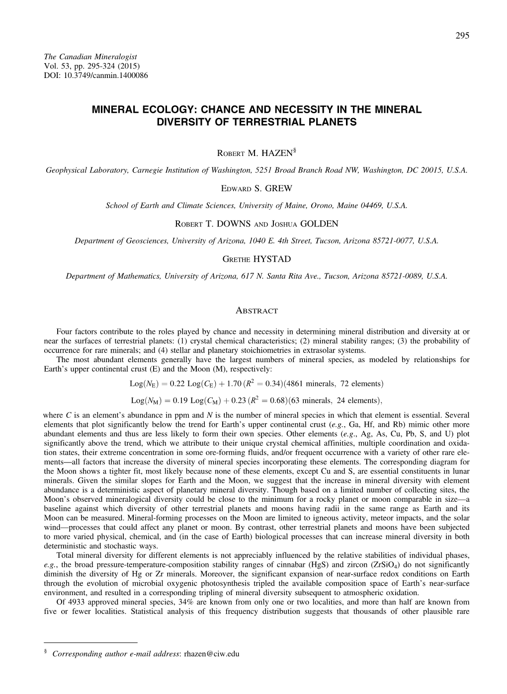 Chance and Necessity in the Mineral Diversity of Terrestrial Planets