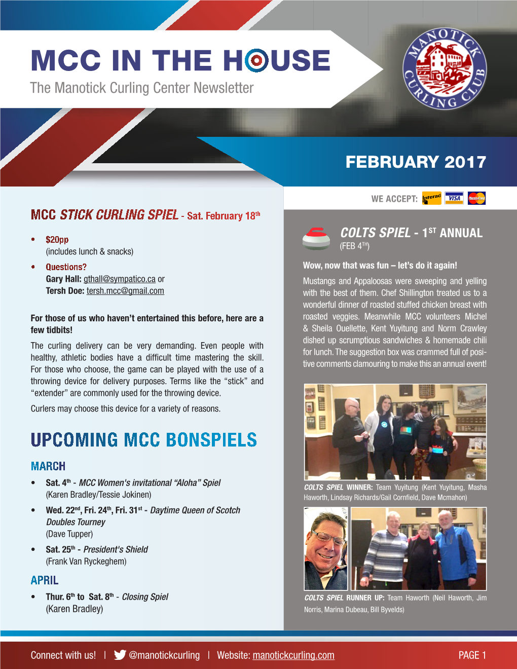 MCC in the HOUSE the Manotick Curling Center Newsletter