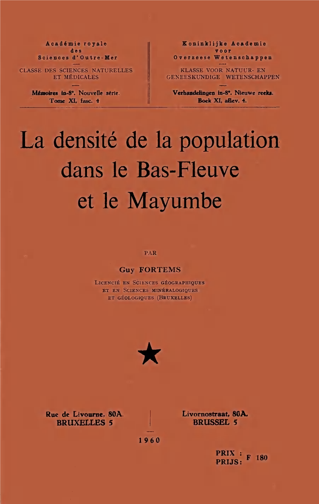 La Densité De La Population Dans Ie Bas-Fleuve Et Ie Mayumbe