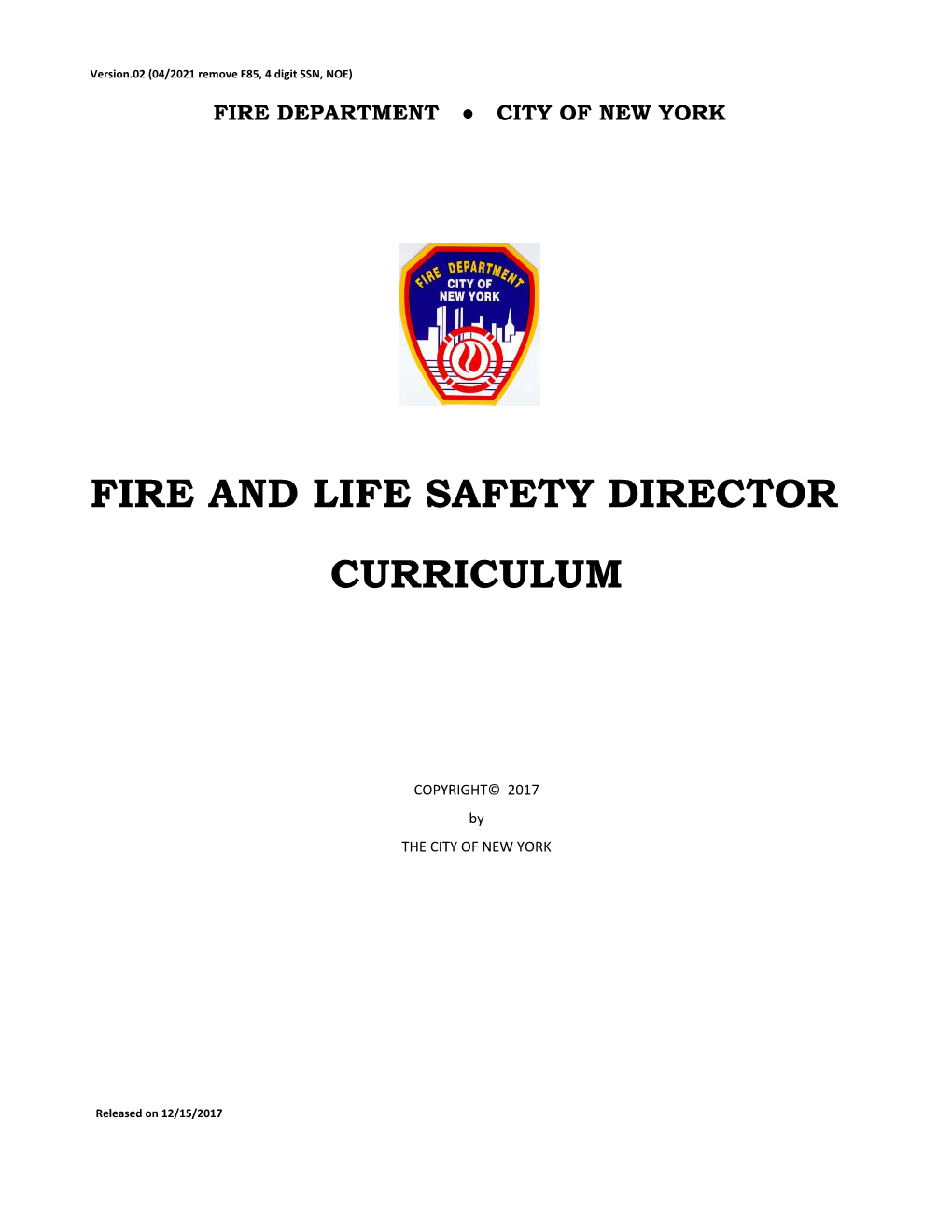 Fire and Life Safety Director Curriculum