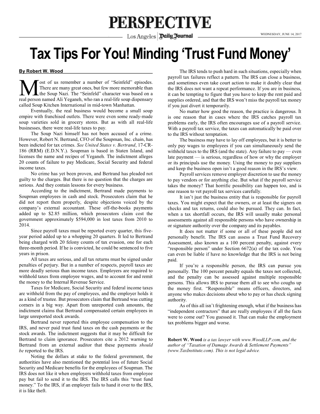 Tax Tips for You! Minding 'Trust Fund Money'
