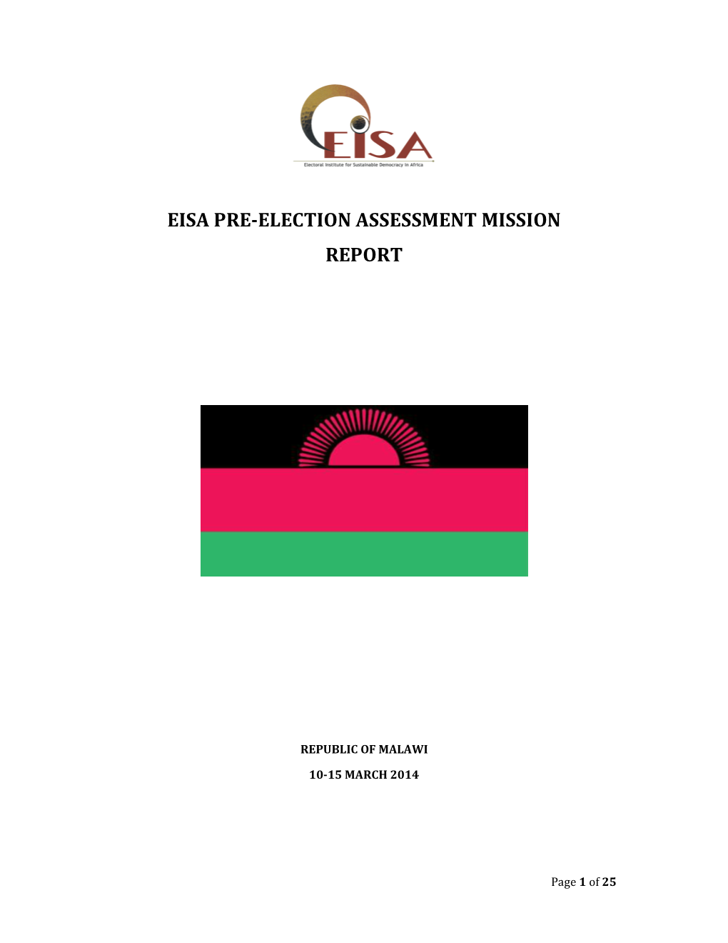 Eisa Pre-Election Assessment Mission Report