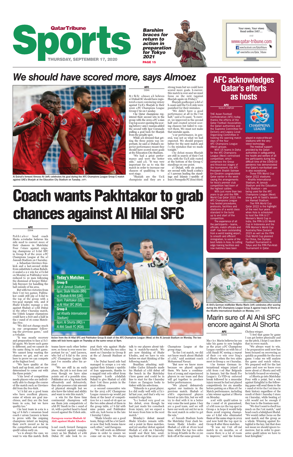 Coach Wants Pakhtakor to Grab Chances Against Al Hilal