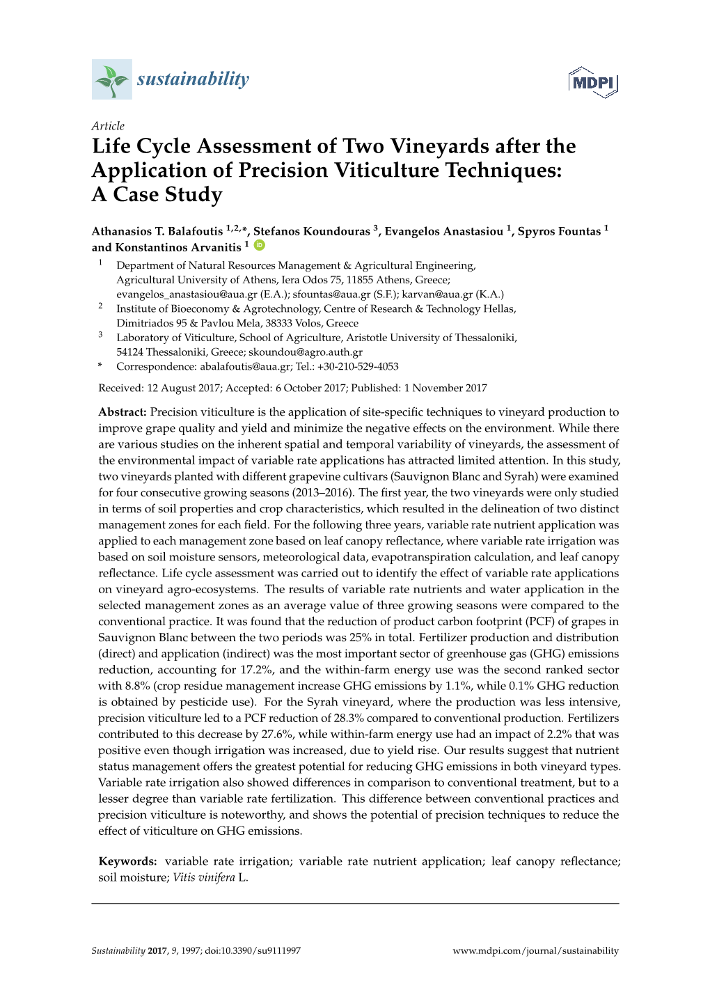 Life Cycle Assessment of Two Vineyards After the Application of Precision Viticulture Techniques: a Case Study