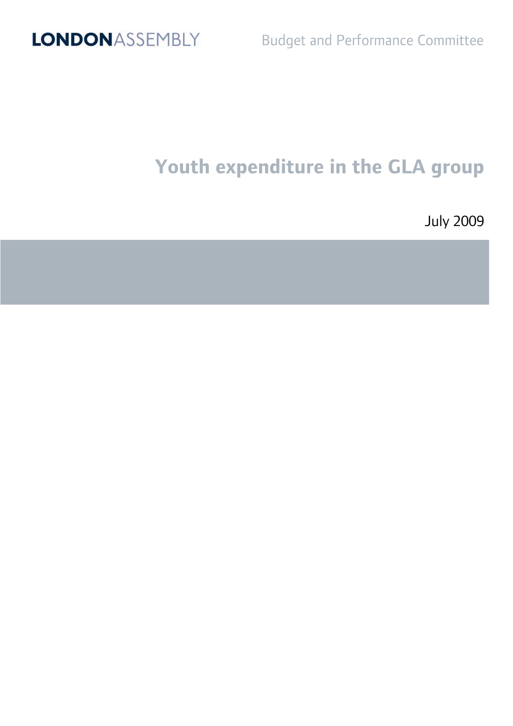 Youth Expenditure in the GLA Group