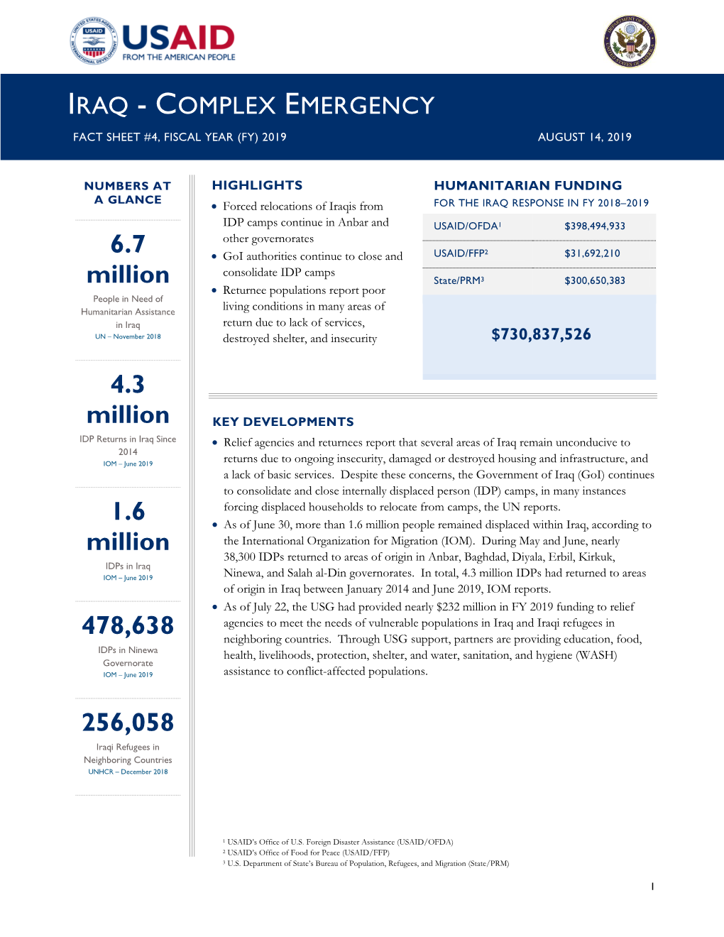 Iraq Complex Emergency Fact Sheet #4