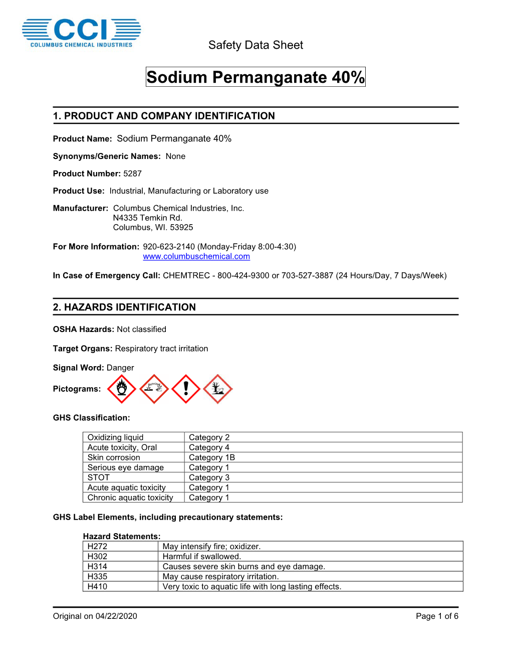 Sodium Permanganate 40%