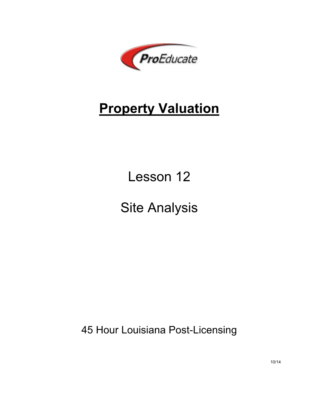 Property Valuation Lesson 12 Site Analysis