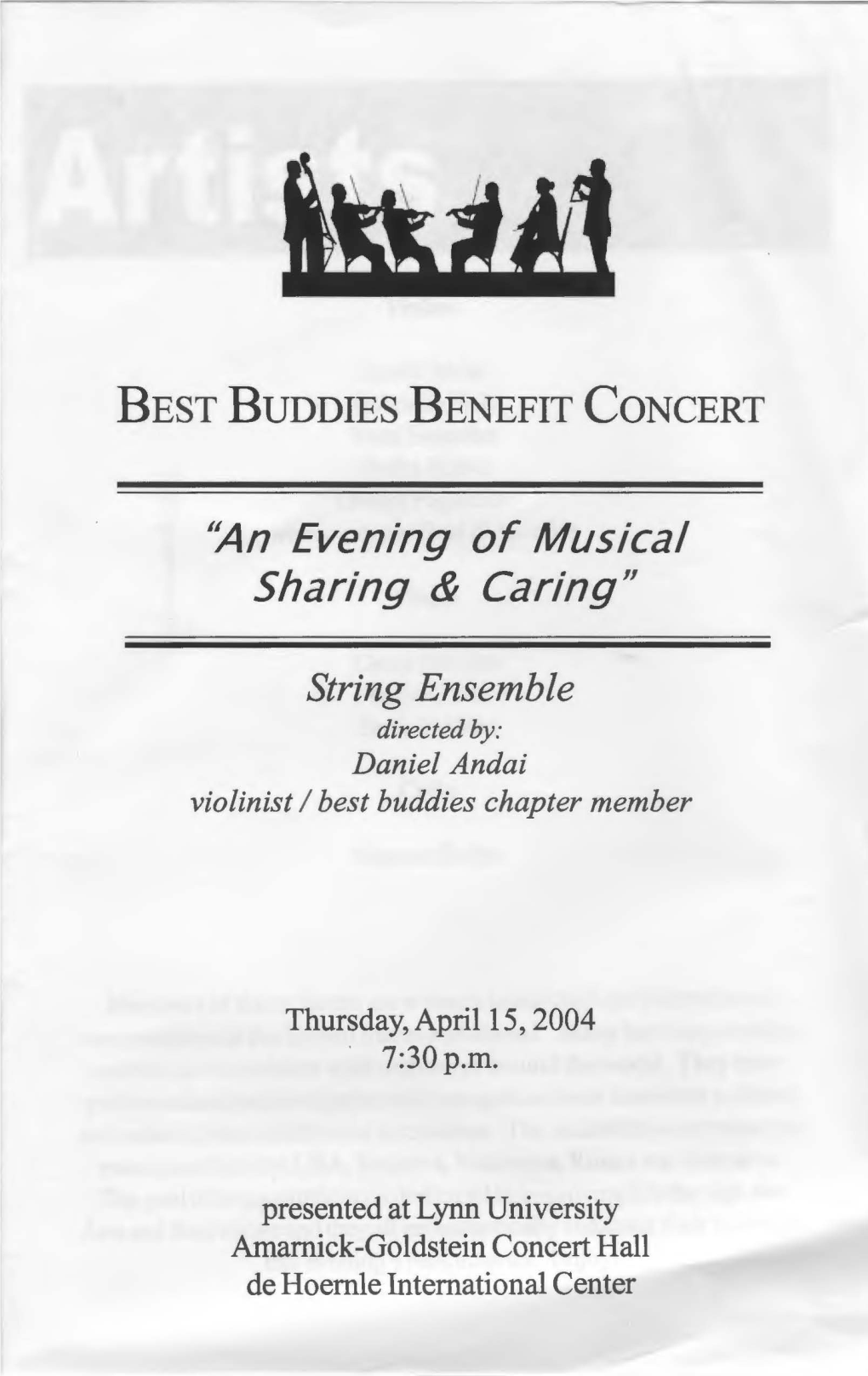 2003-2004 an Evening of Musical Sharing & Caring