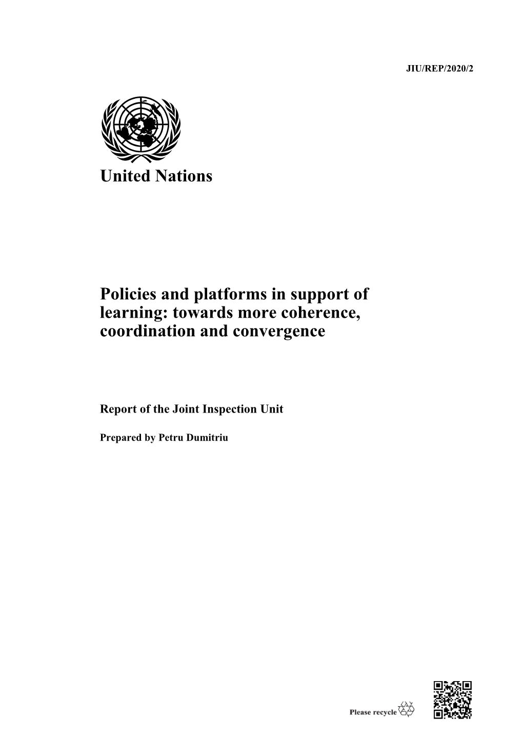 United Nations Policies and Platforms in Support of Learning