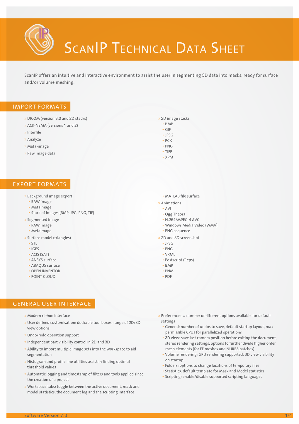 Scanip Technical Data Sheet