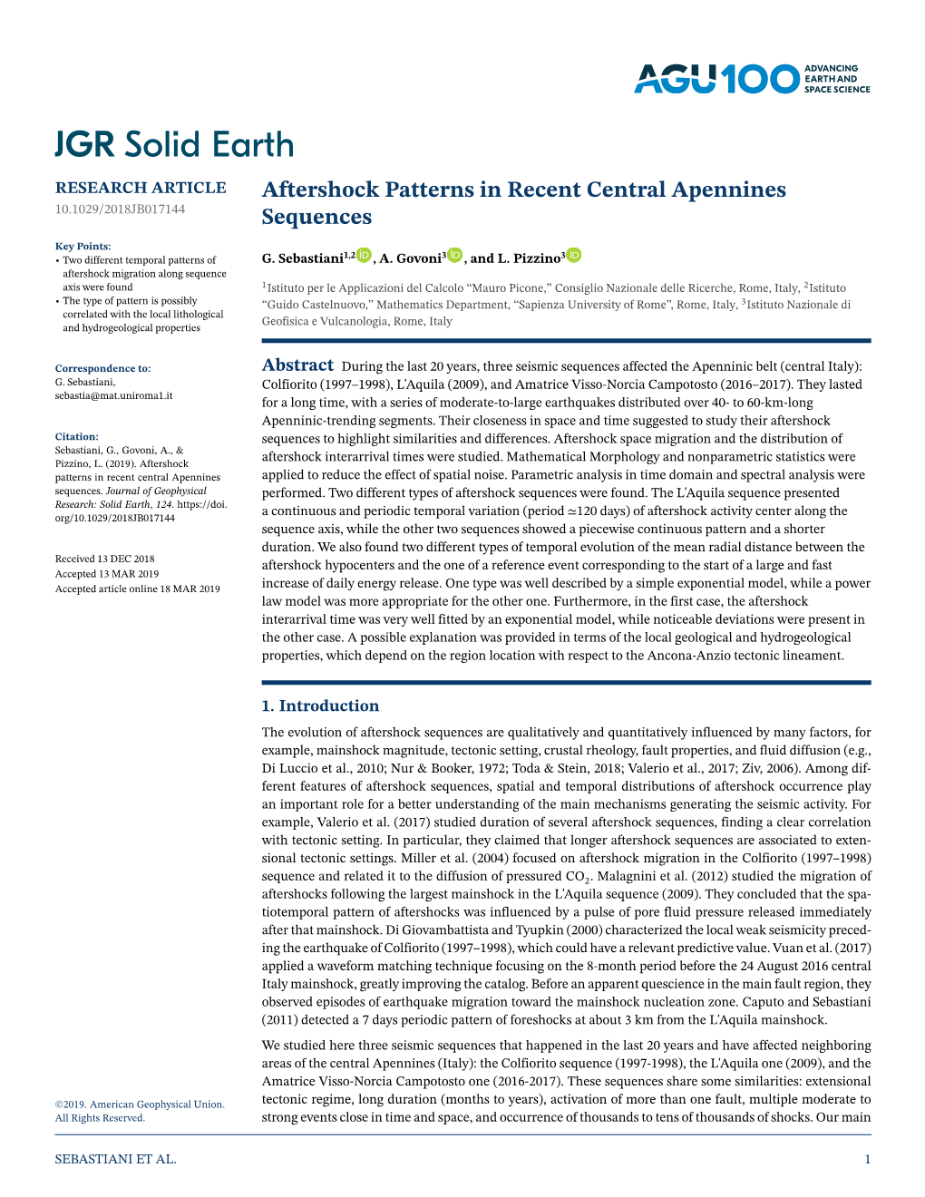 Aftershock Patterns in Recent Central Apennines Sequences