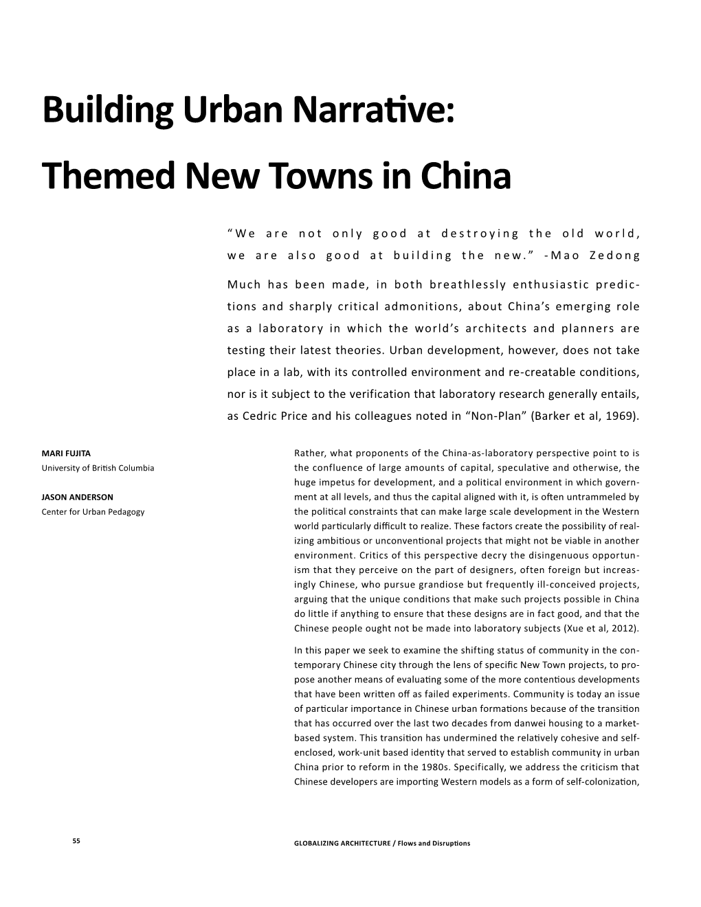 Building Urban Narrative: Themed New Towns in China