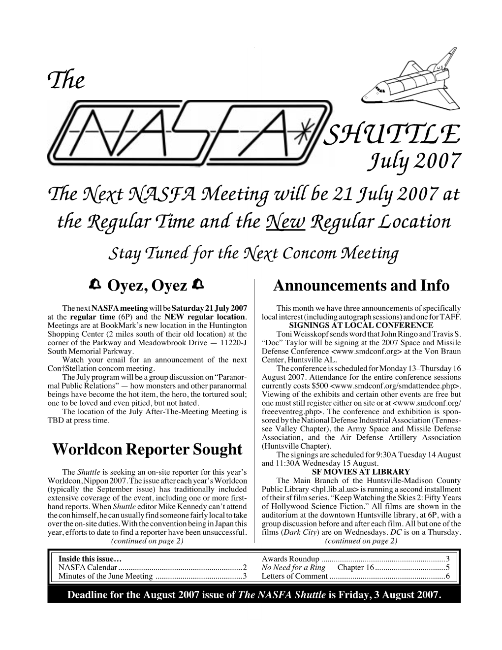 NASFA 'Shuttle' Jul 2007