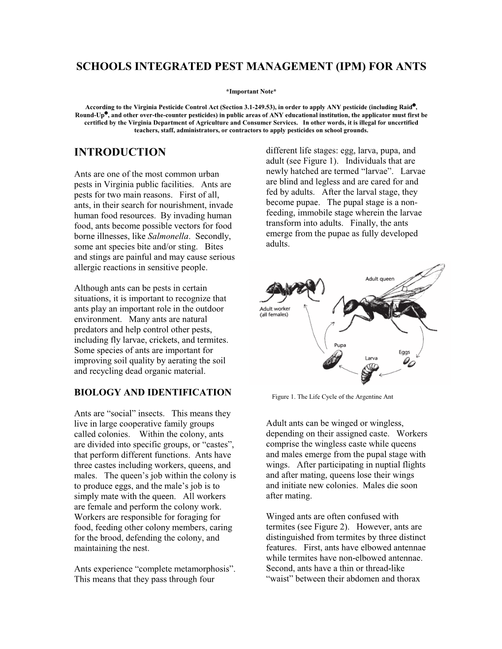 School Integrated Pest Management (IPM) for Ants