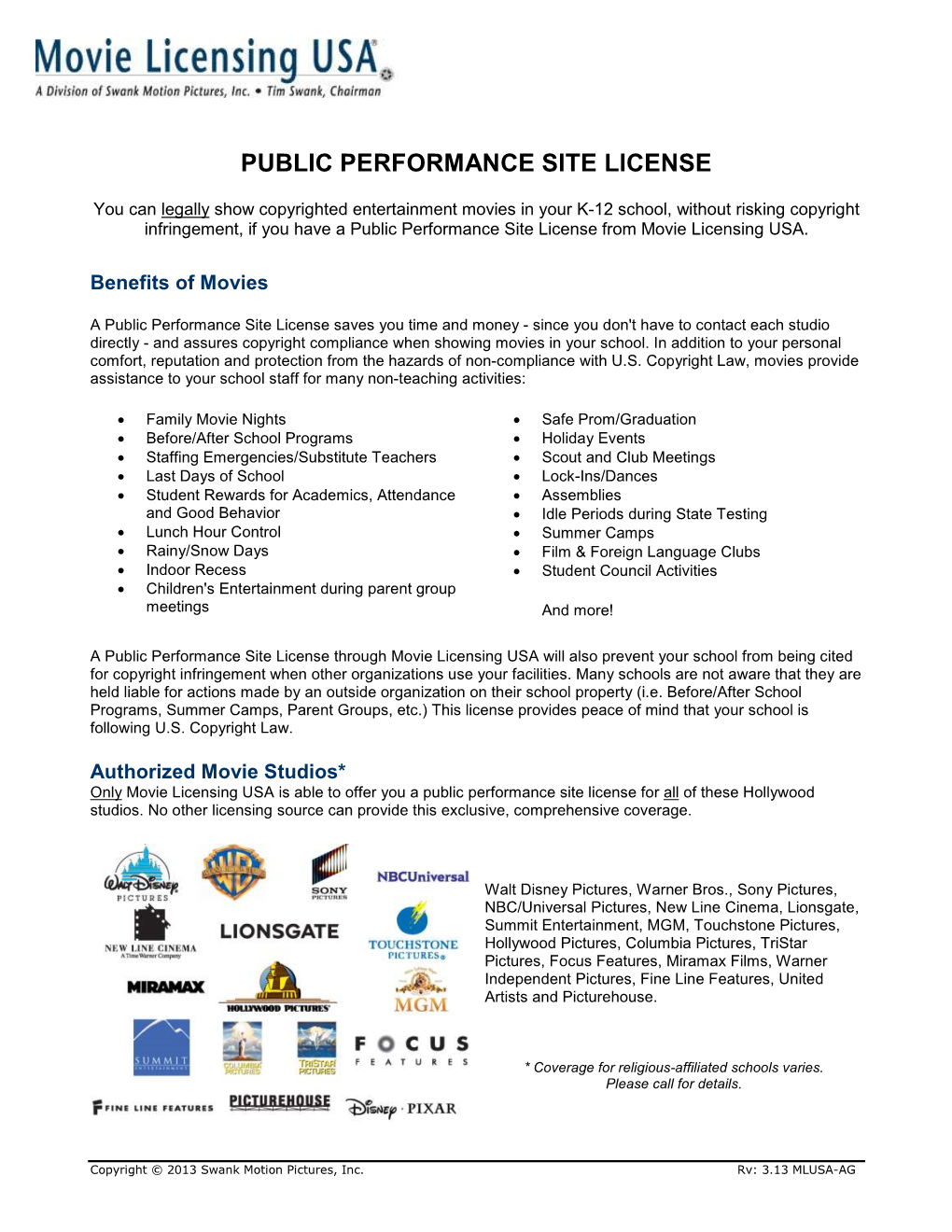 Public Performance Site License