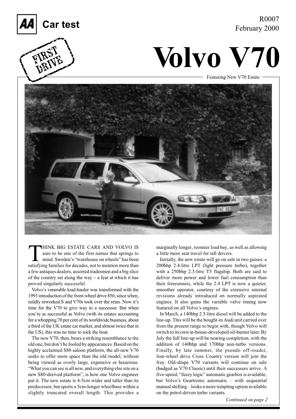 Volvov70 DRIVE Featuring New V70 Estate