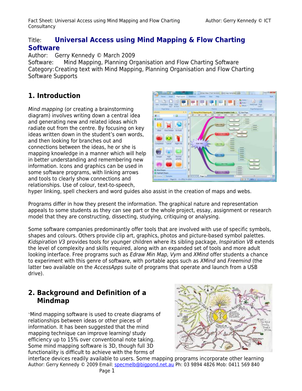 Title: Universal Access Using Mind Mapping & Flow Charting Software