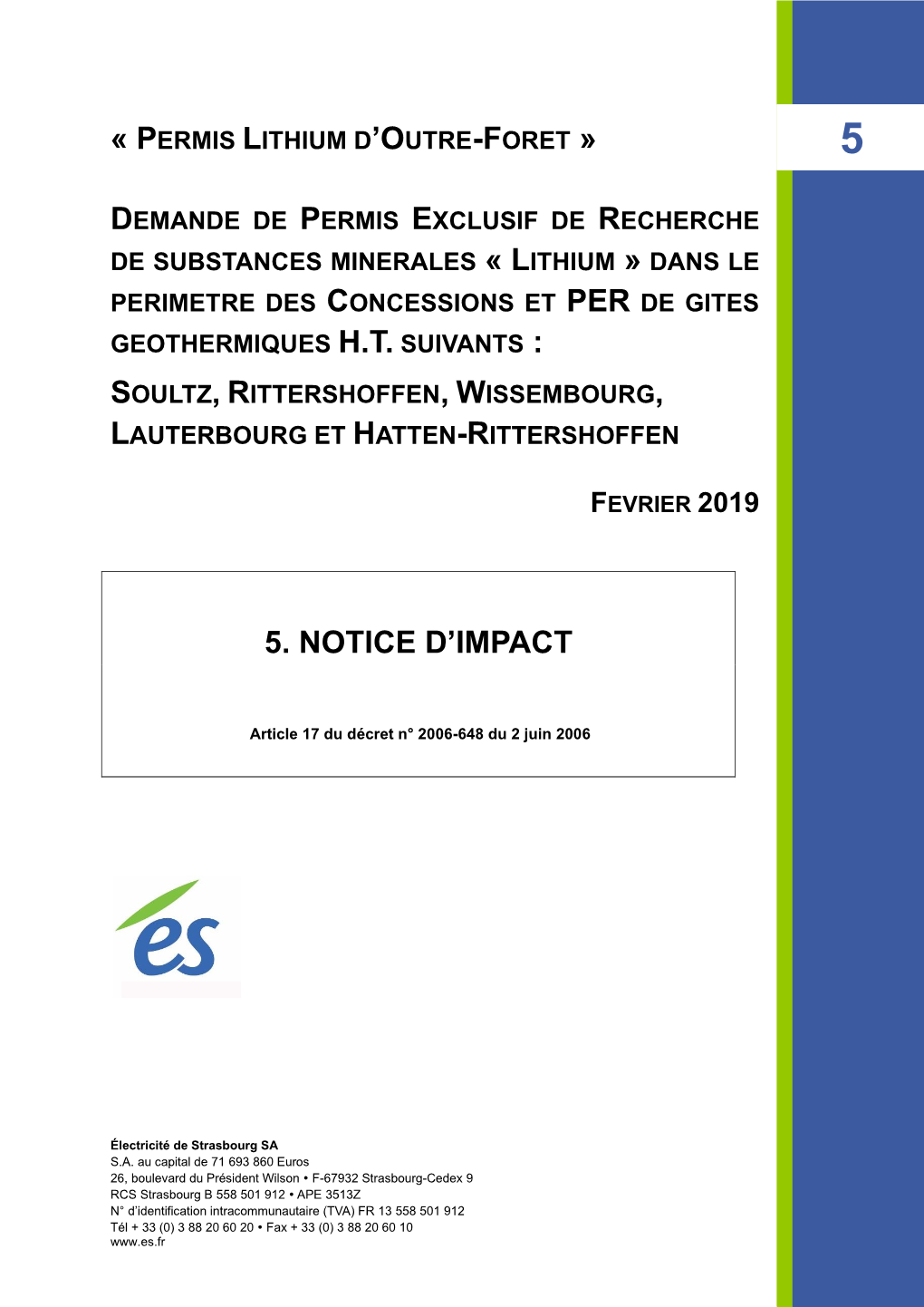 Demande De PER Dit « Permis Lithium D'outre