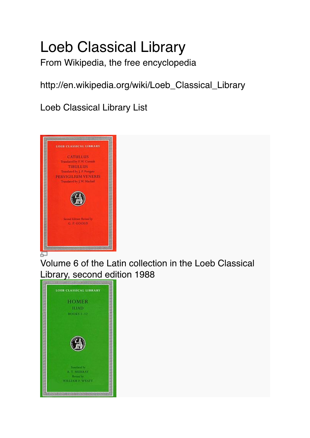 Loeb Classical Library Checklist