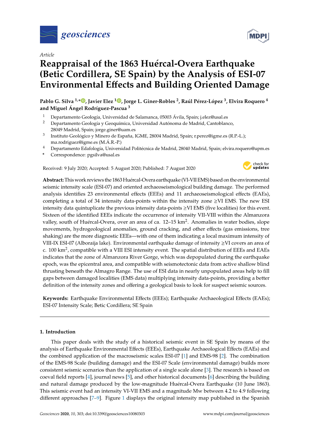 Reappraisal of the 1863 Huércal-Overa Earthquake (Betic Cordillera, SE Spain) by the Analysis of ESI-07 Environmental Eﬀects and Building Oriented Damage