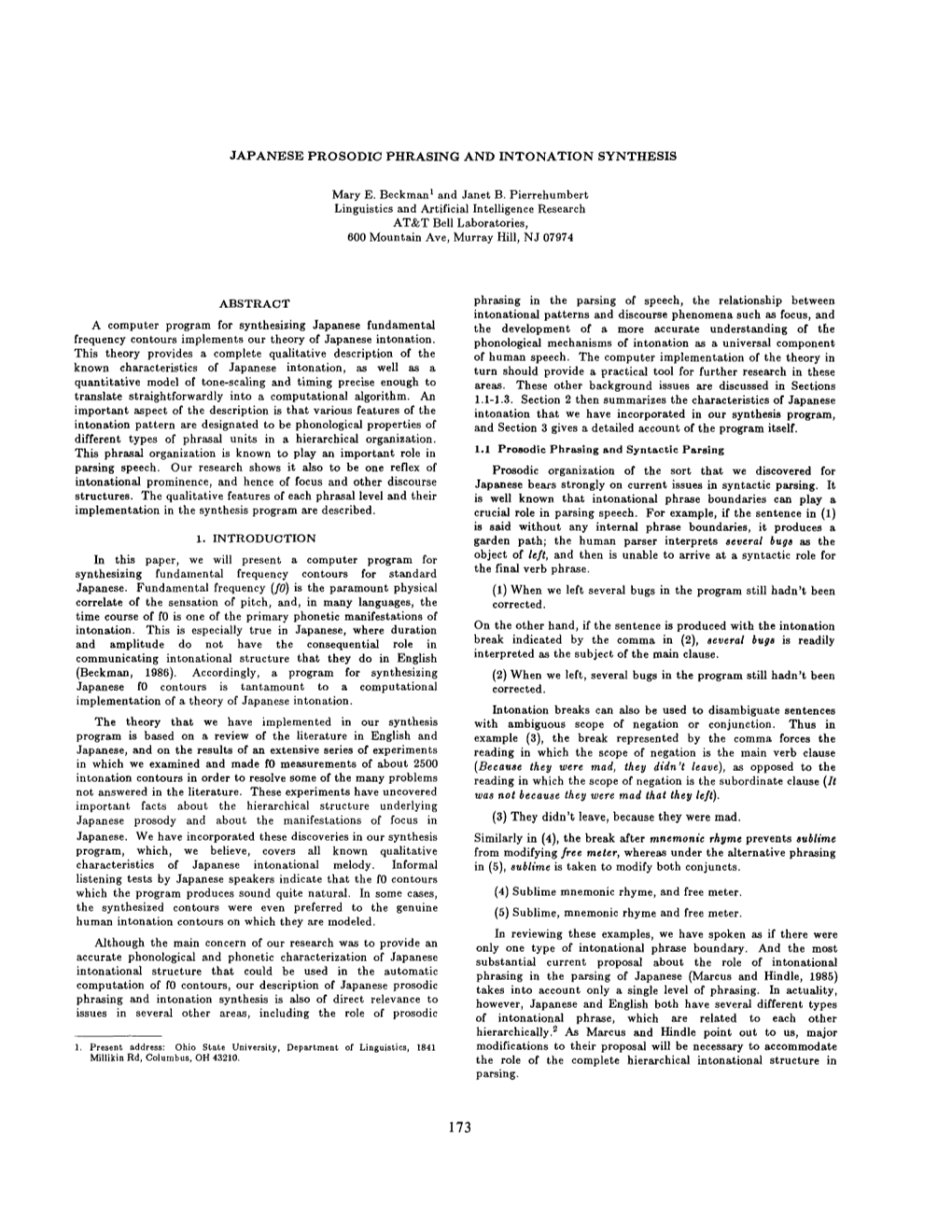 Japanese Prosodic Phrasing and Intonation Synthesis