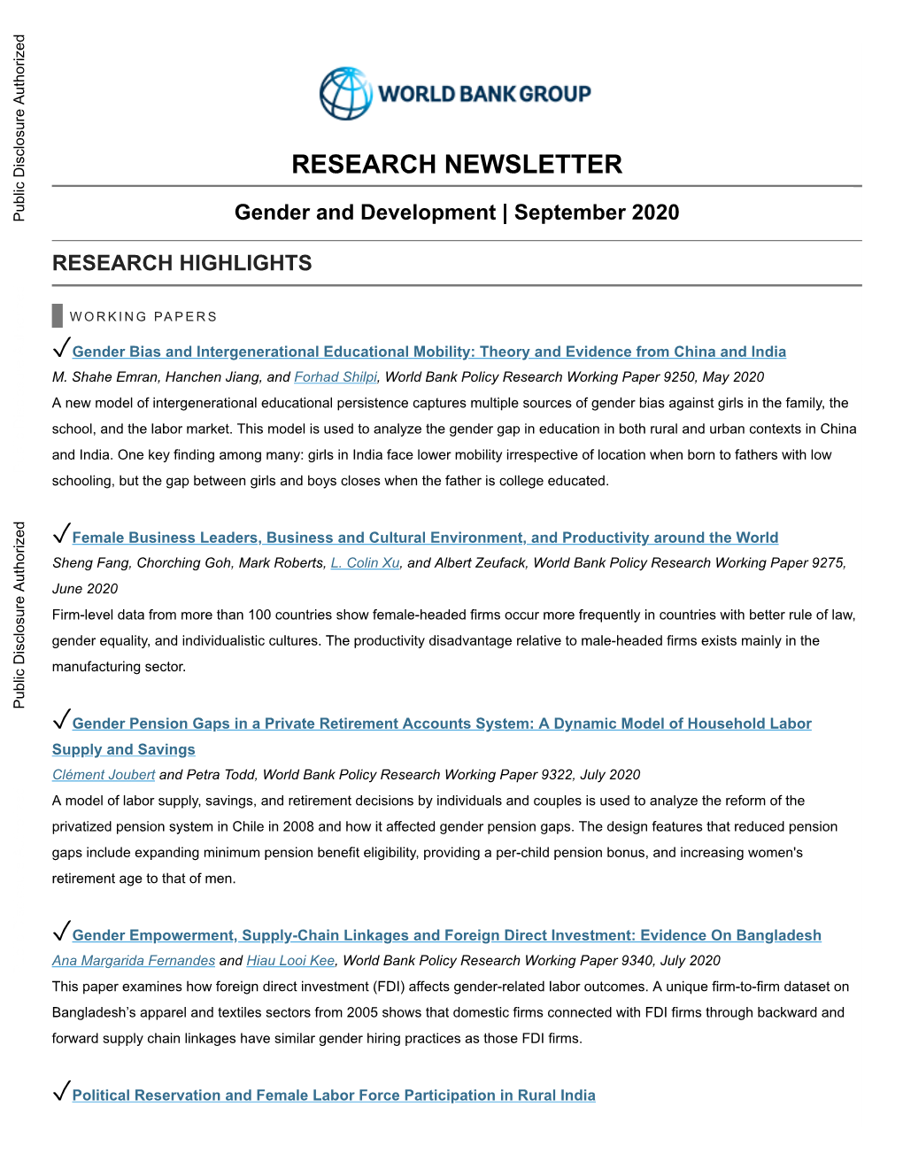 Research Newsletter