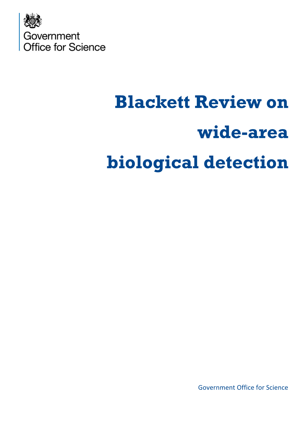 Blackett Review on Wide-Area Biological Detection