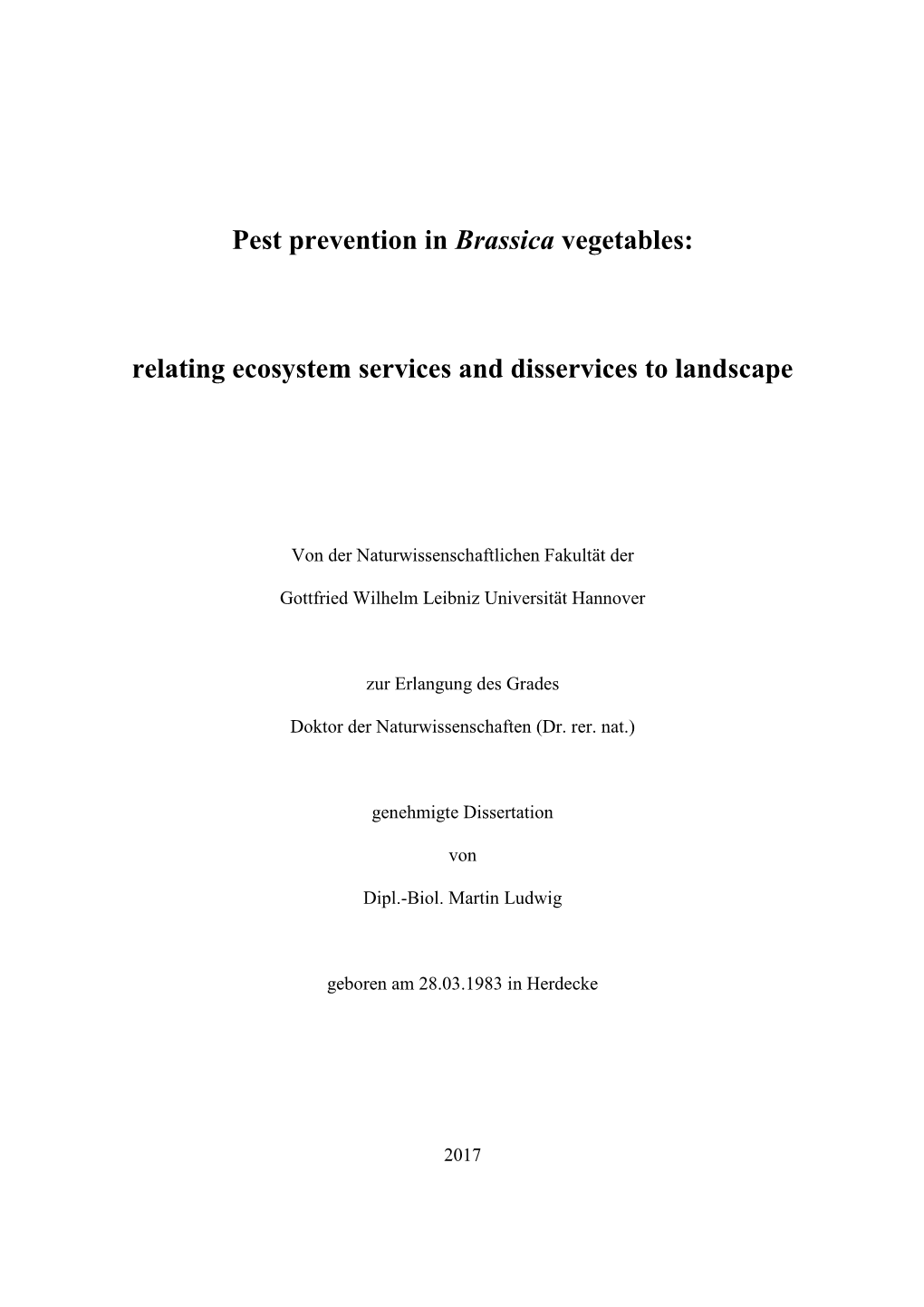 Pest Prevention in Brassica Vegetables