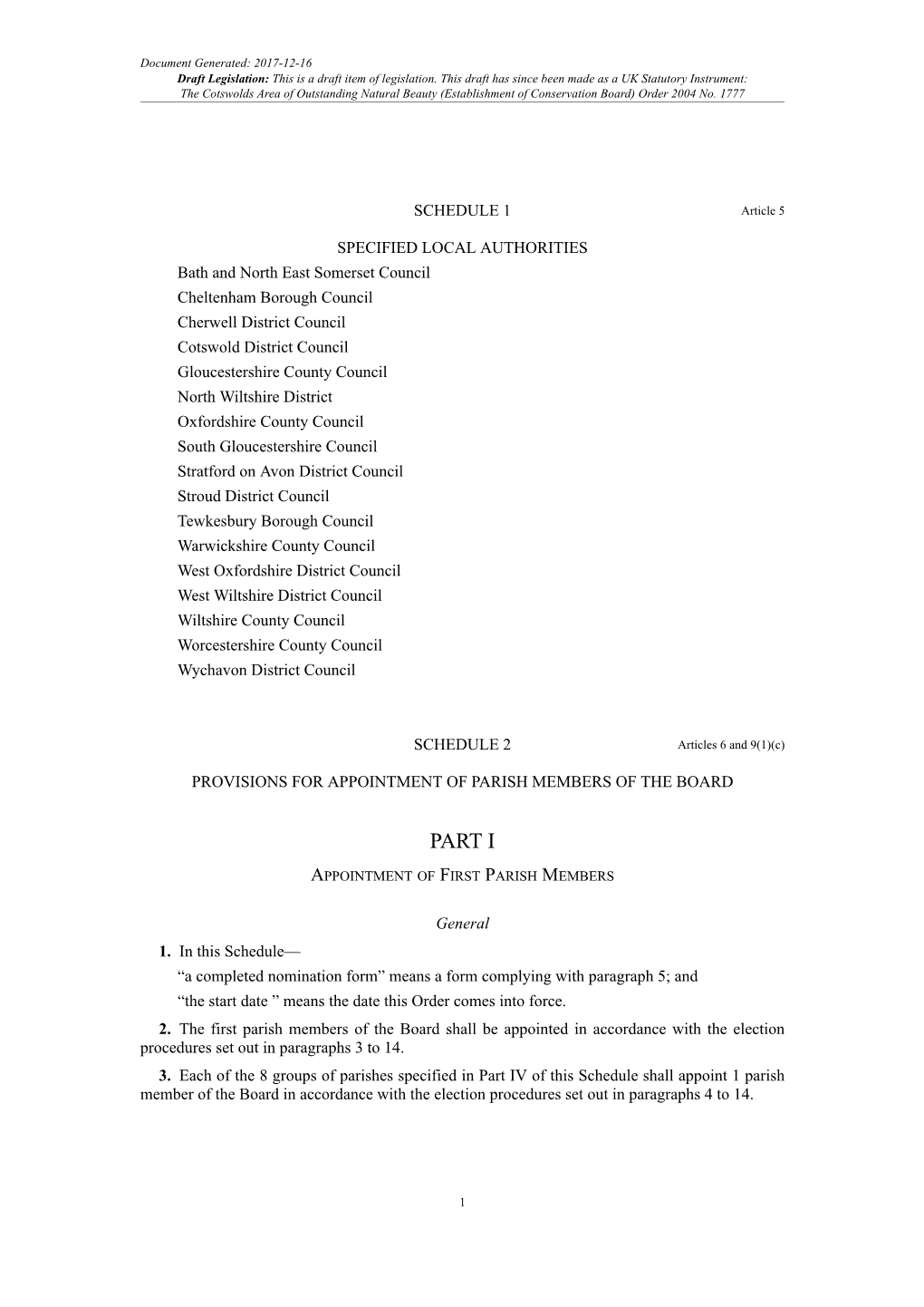 The Cotswolds Area of Outstanding Natural Beauty (Establishment of Conservation Board) Order 2004 No