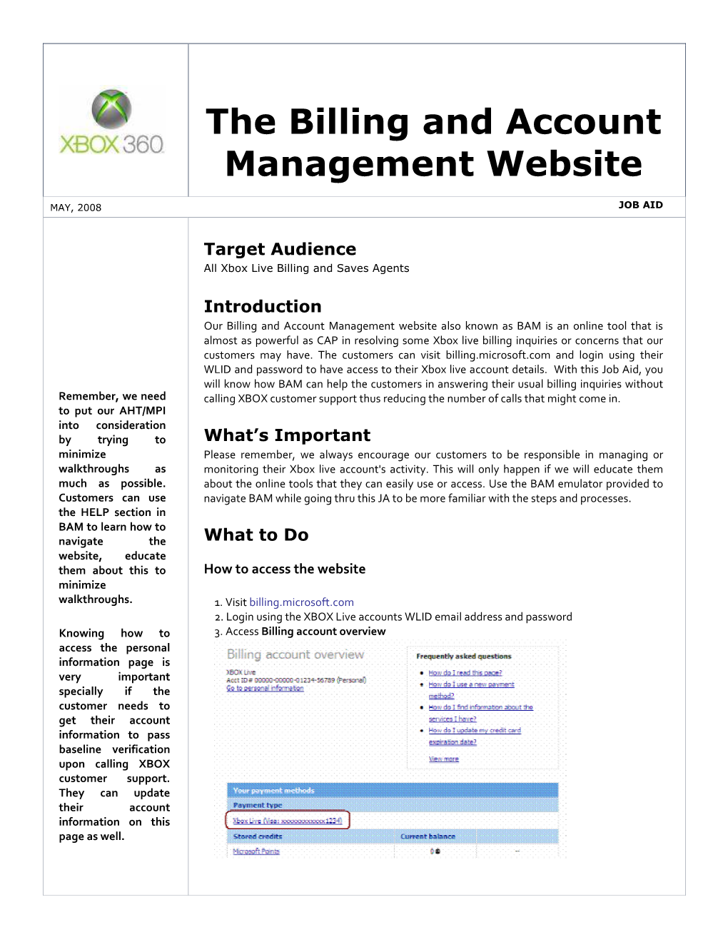 The Billing and Account Management Website