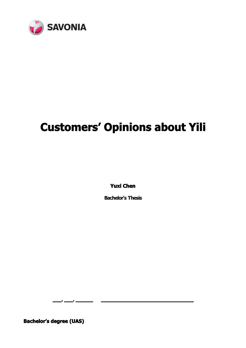 Customers' Opinions About Yili