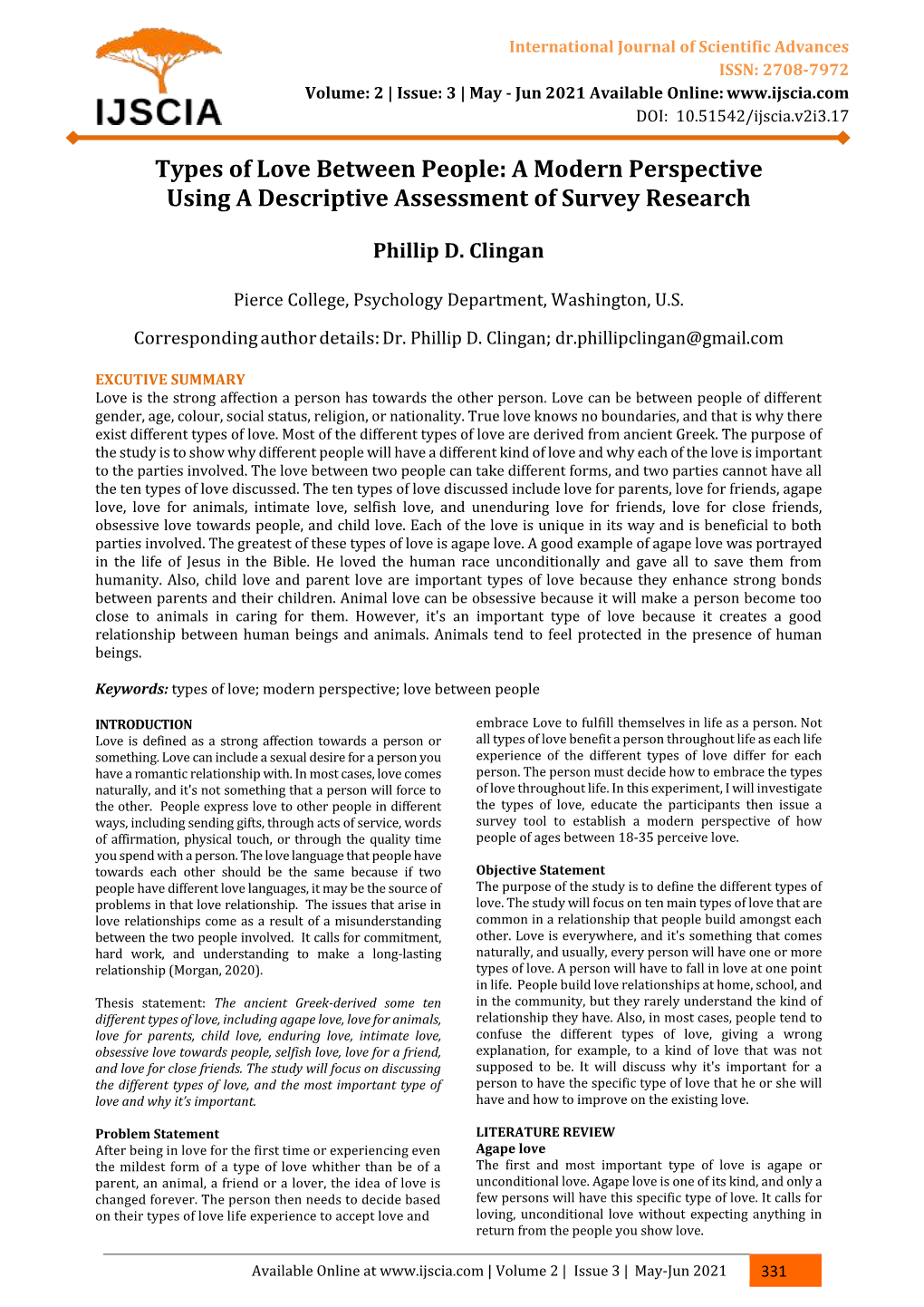 Types of Love Between People: a Modern Perspective Using a Descriptive Assessment of Survey Research