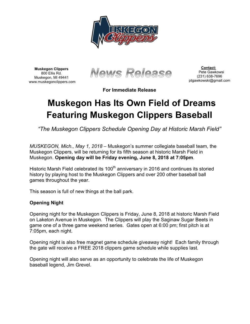 Muskegon Has Its Own Field of Dreams Featuring Muskegon Clippers Baseball