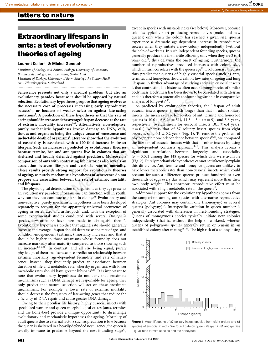 Extraordinary Lifespans in Ants: a Test of Evolutionary Theories of Ageing