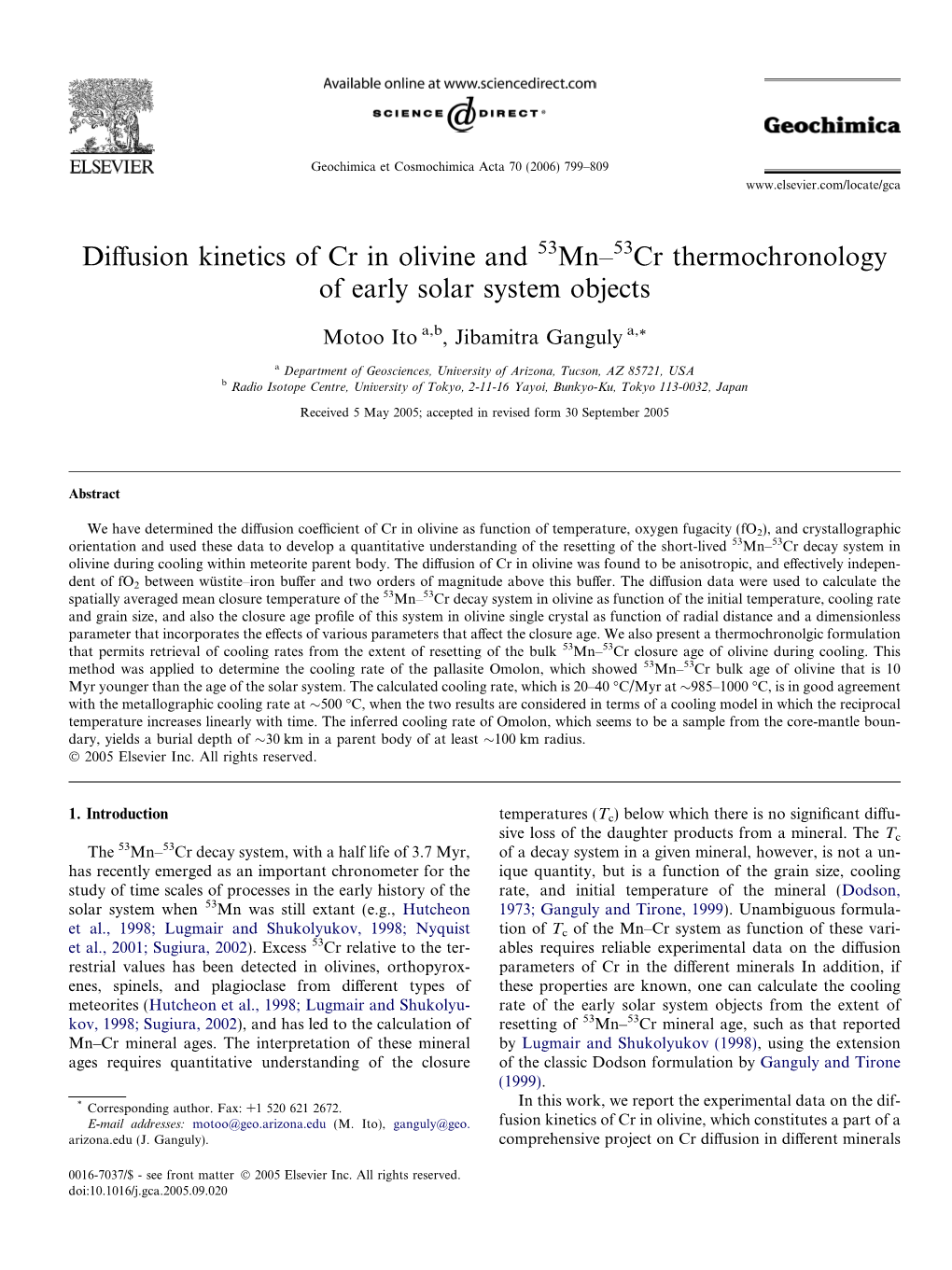 Diffusion Kinetics of Cr in Olivine and Mn
