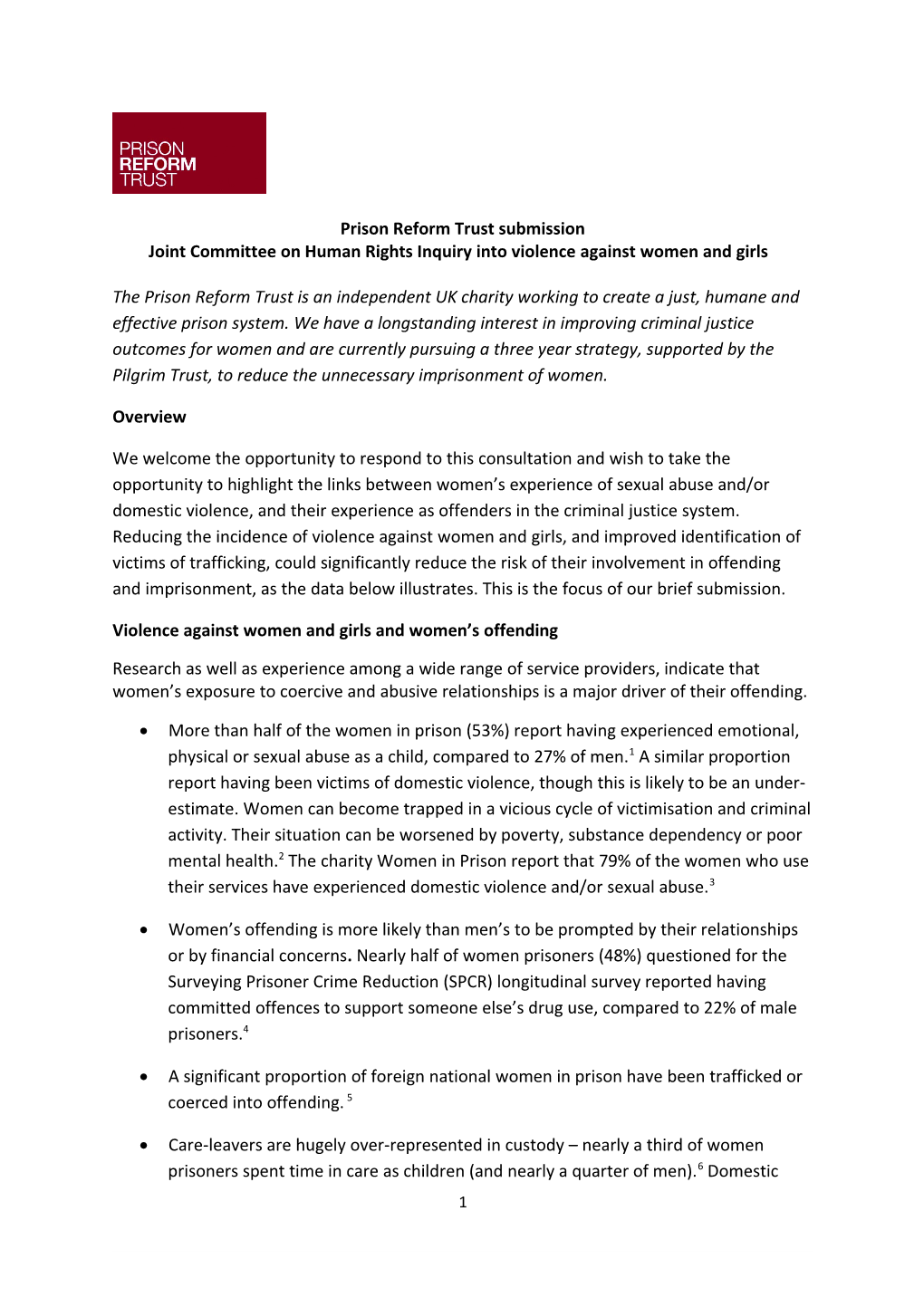 Prison Reform Trust Submission - Second Mayoral Strategy on VAWG (2)