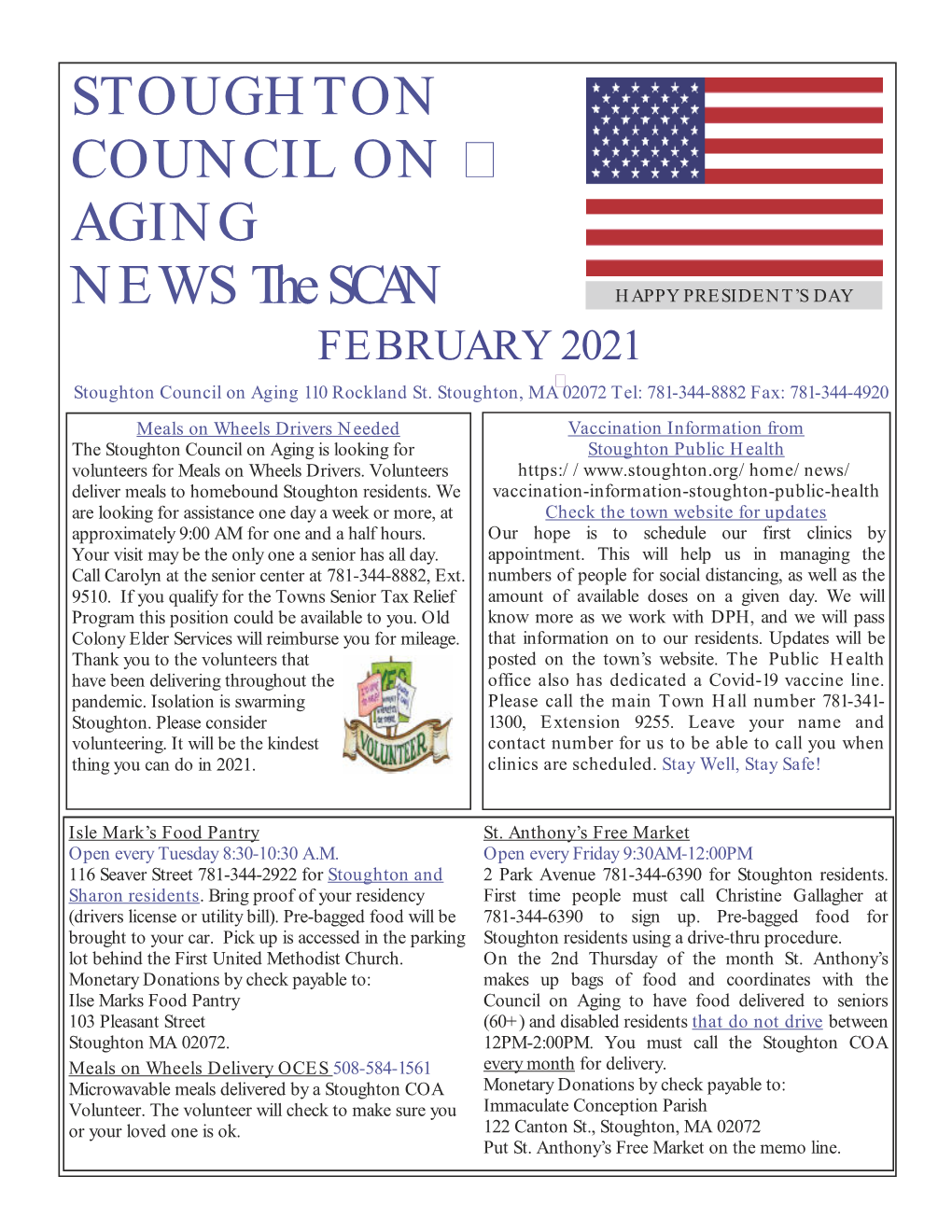 STOUGHTON COUNCIL on AGING NEWS the SCAN