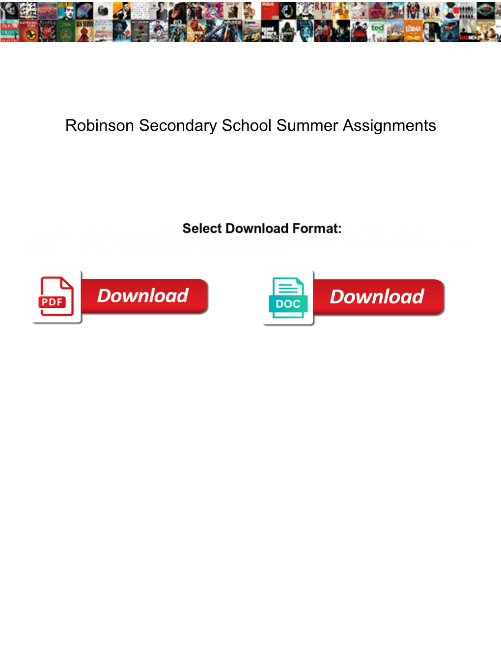 Robinson Secondary School Summer Assignments