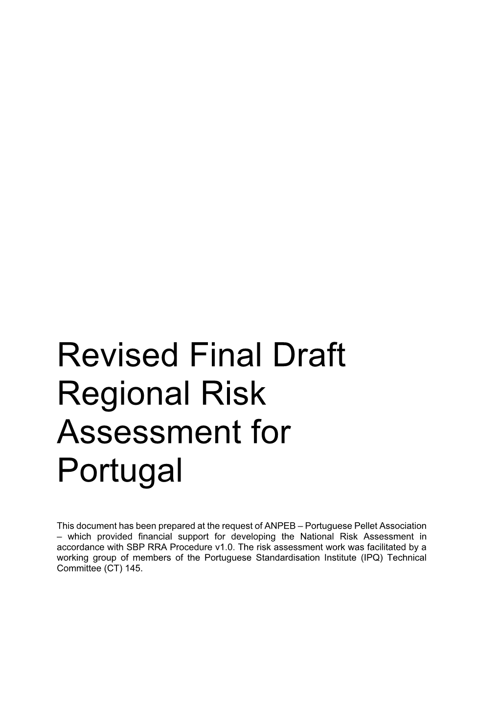 Revised Final Draft Regional Risk Assessment for Portugal