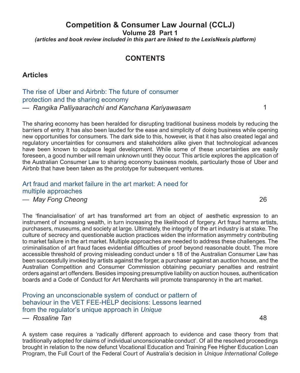 Competition & Consumer Law Journal (CCLJ)