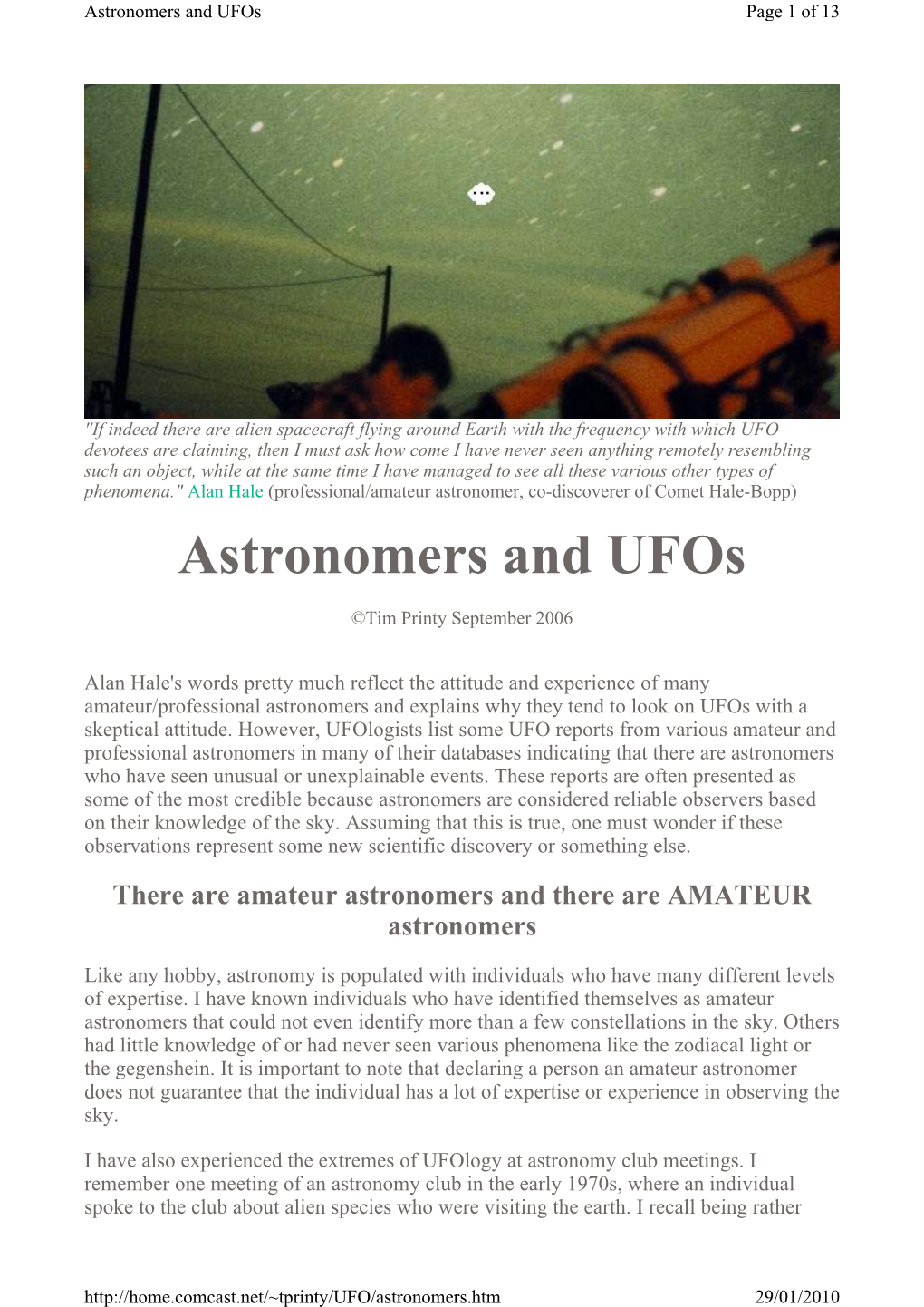 Astronomers and Ufos Page 1 of 13