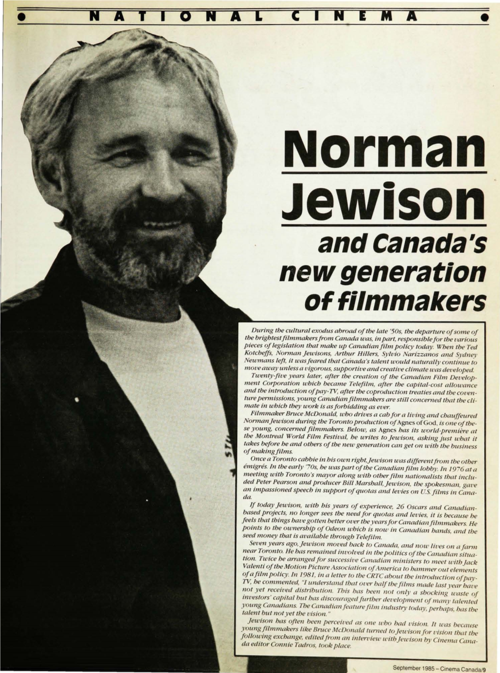 Norman Jewison and Canada's New Generation of Filmmakers