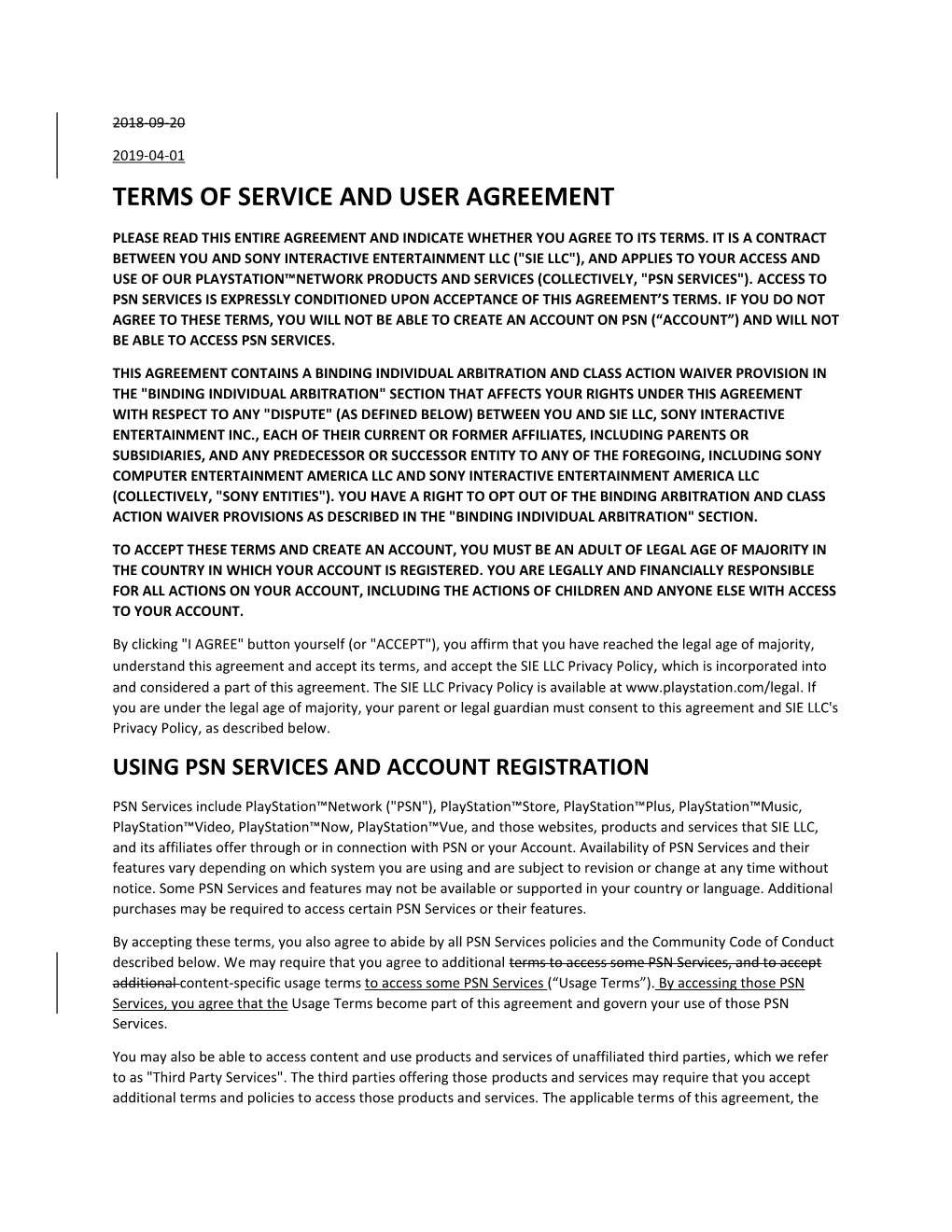 Terms of Service and User Agreement