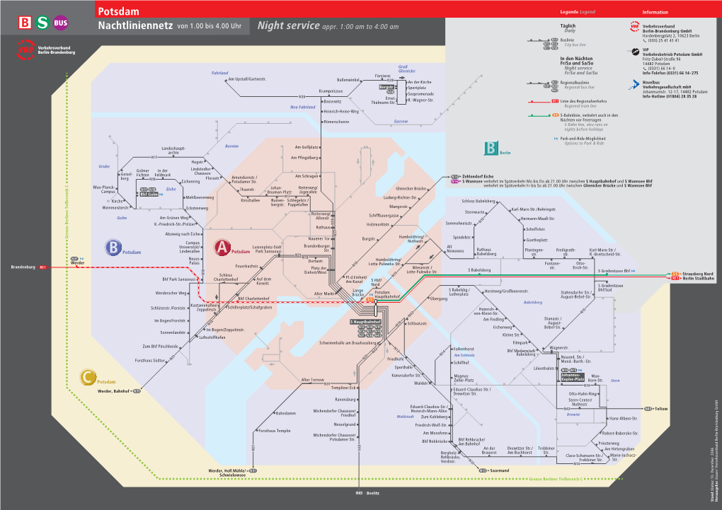 Potsdam Nachtliniennetz Von 1.00 Bis 4.00