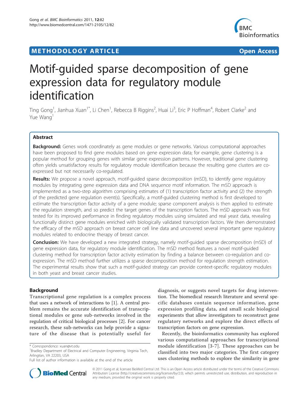 Motif-Guided Sparse Decomposition of Gene Expression Data for Regulatory